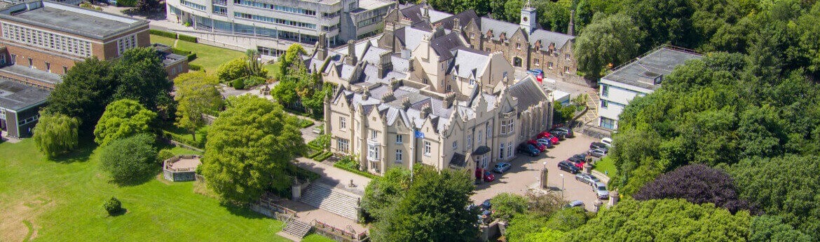 aerial view of abbey