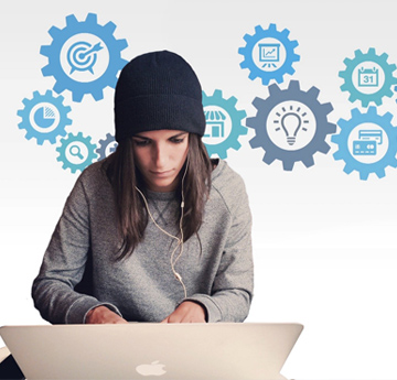 A student working on a laptop