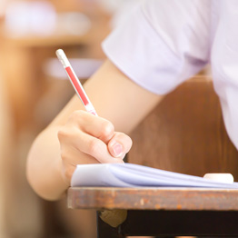 Student taking an exam