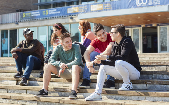 students talking in cafe