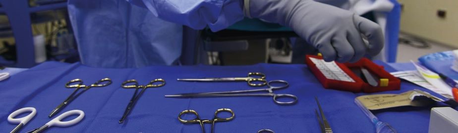 surgical tools on table