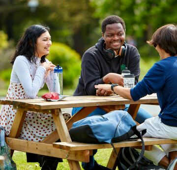 Students chatting in the park