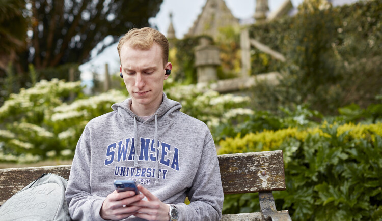 Student on mobile phone